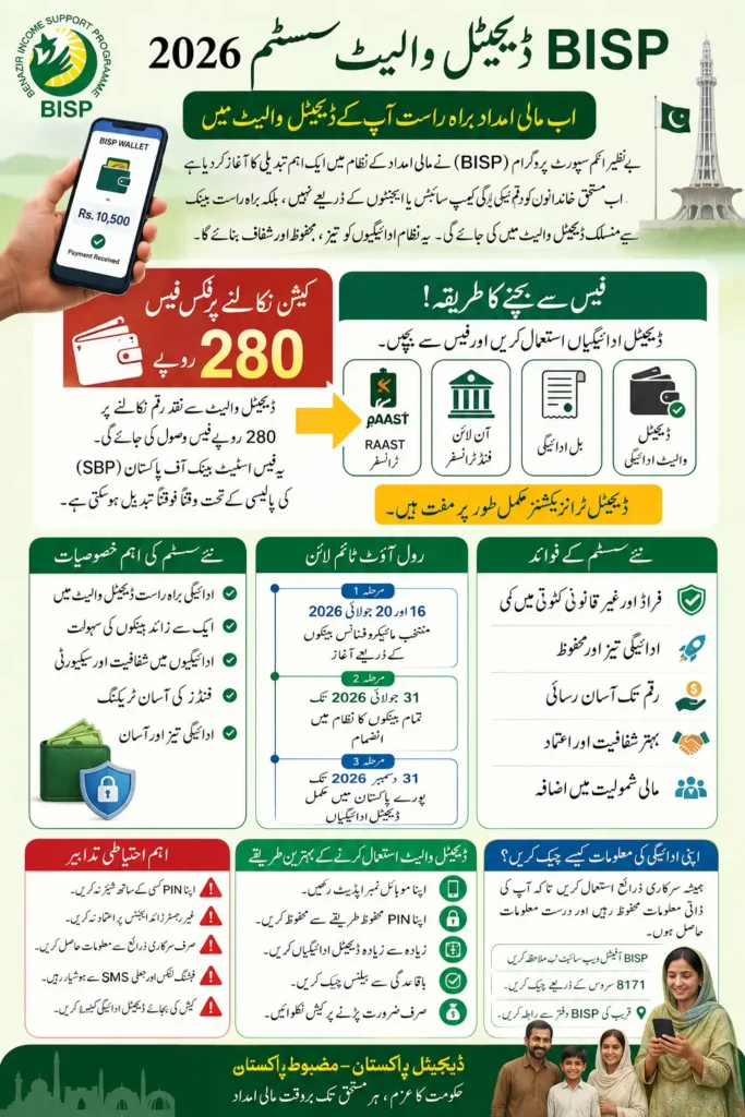 BISP Will Iintroduce Digital Wallets with Cash Withdrawal Fees Details Check Online 